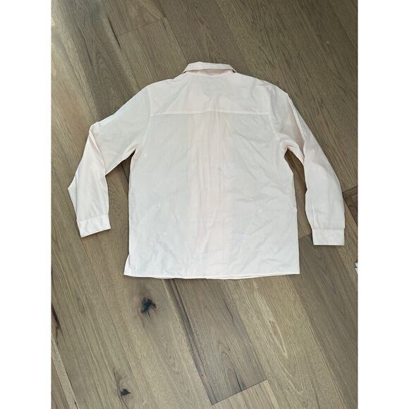 Vintage Womens Pink Tuxedo Pleated Pintuck Embroidered Button Up Blouse Sz Large - Picture 6 of 14